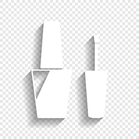 Nail polish sign. Vector. White icon with soft shadow on transparent background.のイラスト素材