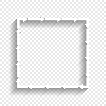 Arrow on a square shape. Vector. White icon with soft shadow on transparent background.のイラスト素材