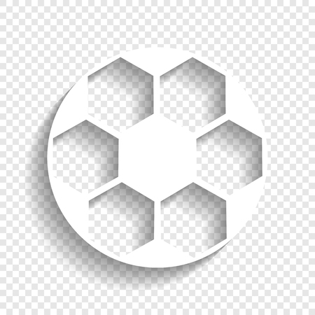 Soccer ball sign. Vector. White icon with soft shadow on transparent background.のイラスト素材