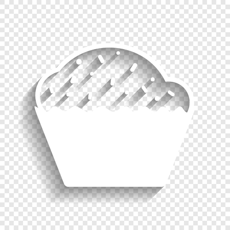 Cupcake sign. Vector. White icon with soft shadow on transparent background.のイラスト素材
