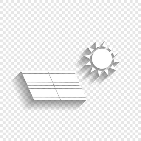 Solar energy panel. Eco trend concept sign. Vector. White icon with soft shadow on transparent background.のイラスト素材