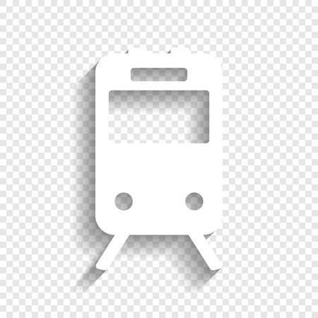 Train sign. Vector. White icon with soft shadow on transparent background.のイラスト素材