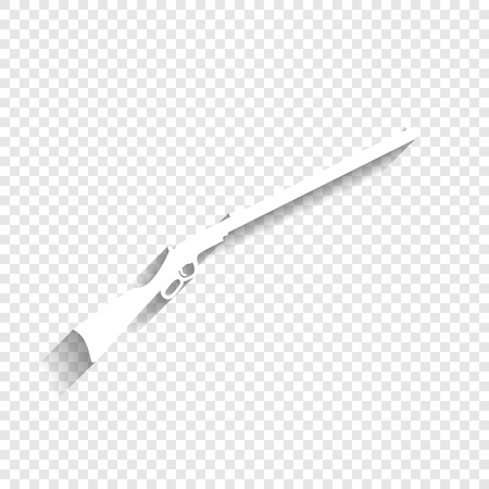 Hunting rifle icon vector illustration. Silhouette gun. Vector. White icon with soft shadow on transparent background.のイラスト素材