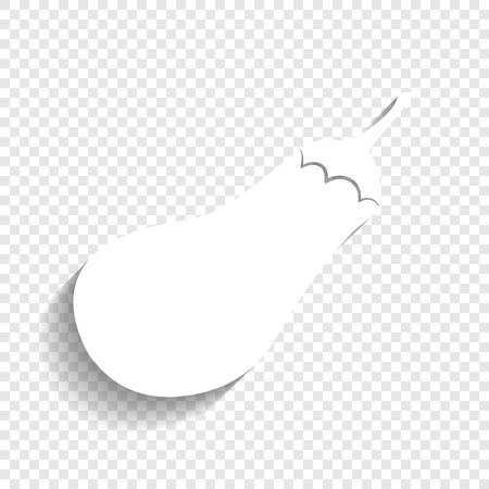 Eggplant sign. Salad ingredient. Healthy vegetable. Vector. White icon with soft shadow on transparent background.のイラスト素材