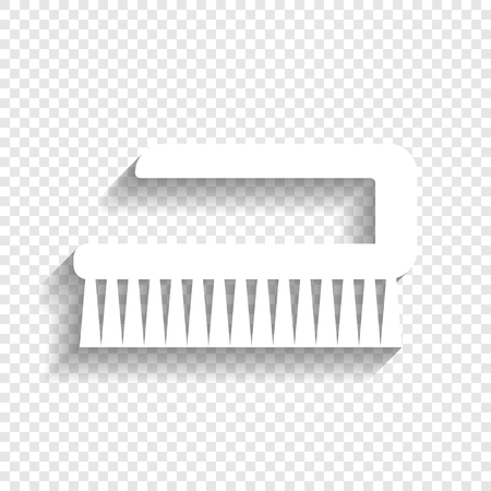 Cleaning brush hygiene tool sign. Vector. White icon with soft shadow on transparent background.のイラスト素材