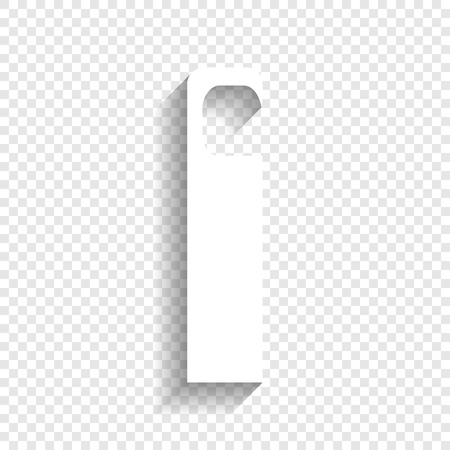 Hotel Door hanger tag sign. Vector. White icon with soft shadow on transparent background.のイラスト素材