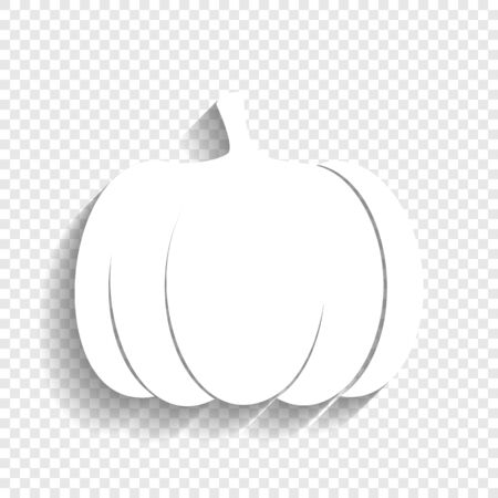 Pumpkin sign. Vector. White icon with soft shadow on transparent background.のイラスト素材