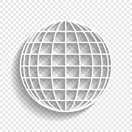 Earth Globe sign. Vector. White icon with soft shadow on transparent background.のイラスト素材
