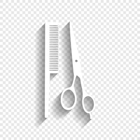 Barber shop sign. Vector. White icon with soft shadow on transparent background.のイラスト素材