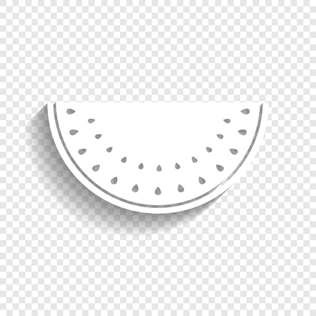 Watermelon sign. Vector. White icon with soft shadow on transparent background.のイラスト素材