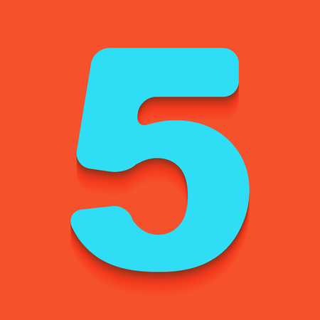 Number 5 sign design template element. Vector. Whitish icon on brick wall as background.のイラスト素材