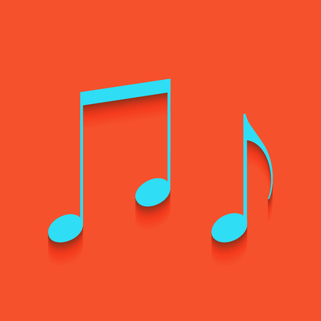 Music notes sign. Vector. Whitish icon on brick wall as background.のイラスト素材