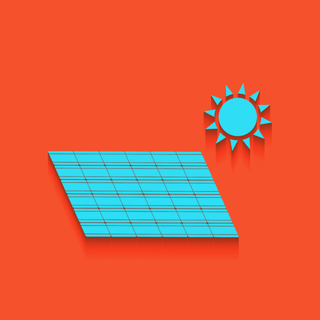 Solar energy panel. Eco trend concept sign. Vector. Whitish icon on brick wall as background.のイラスト素材
