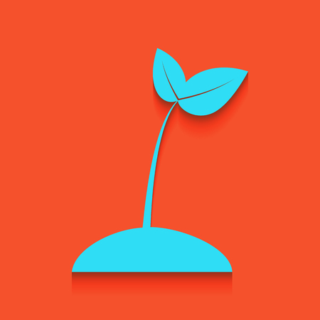 Sprout sign illustration. Vector. Whitish icon on brick wall as background.のイラスト素材