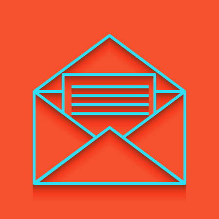 Letter in an envelope sign illustration. Vector. Whitish icon on brick wall as background.のイラスト素材