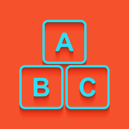 ABC cube sign illustration. Vector. Whitish icon on brick wall as background.のイラスト素材