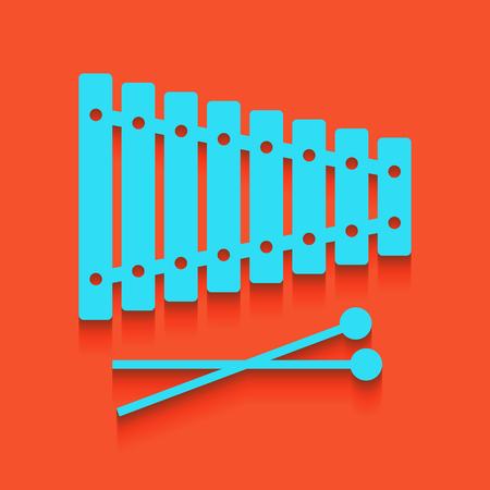 Xylophone sign. Vector. Whitish icon on brick wall as background.のイラスト素材