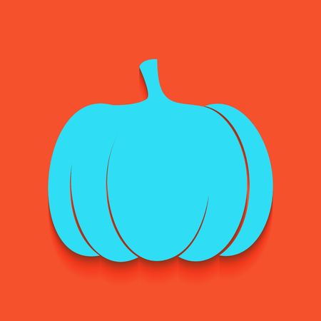 Pumpkin sign. Vector. Whitish icon on brick wall as background.のイラスト素材
