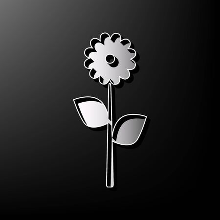 Flower sign illustration. Vector. Gray 3d printed icon on black background.のイラスト素材