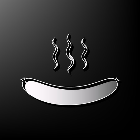 Sausage simple sign. Vector. Gray 3d printed icon on black background.のイラスト素材