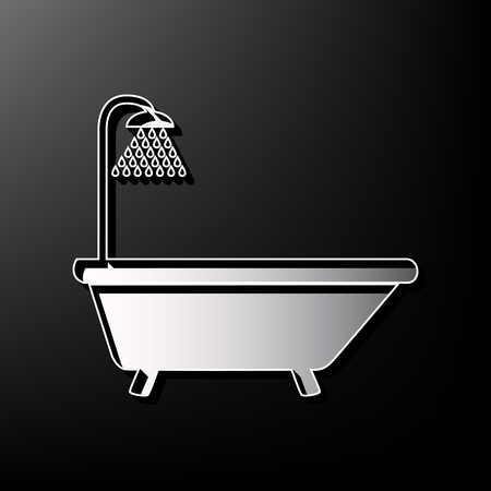 Bathtub sign. Vector. Gray 3d printed icon on black background.のイラスト素材