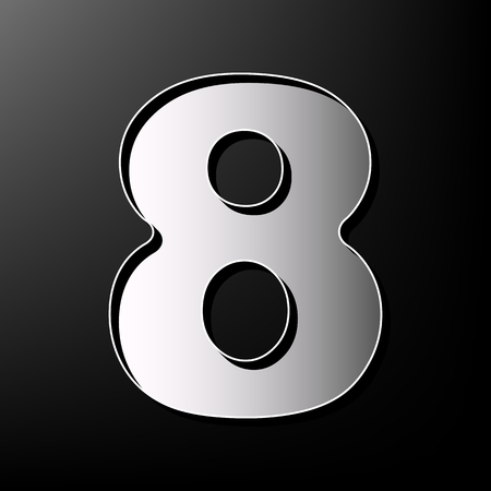 Number 8 sign design template element. Vector. Gray 3d printed icon on black background.のイラスト素材
