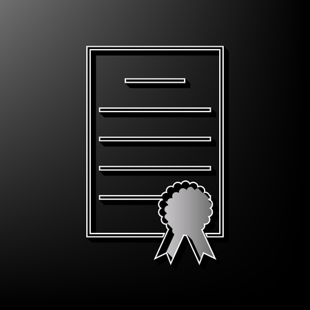 Check mark sign illustration. Vector. Gray 3d printed icon on black background.のイラスト素材