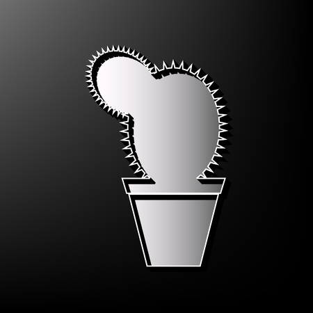 Cactus sign illustration. Vector. Gray 3d printed icon on black background.のイラスト素材