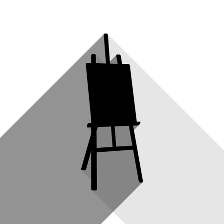 Easel sign. Vector. Black icon with two flat gray shadows on white background.のイラスト素材
