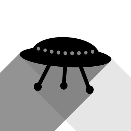 UFO simple sign. Vector. Black icon with two flat gray shadows on white background.のイラスト素材
