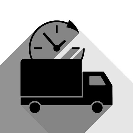 Delivery sign illustration. Vector. Black icon with two flat gray shadows on white background.のイラスト素材
