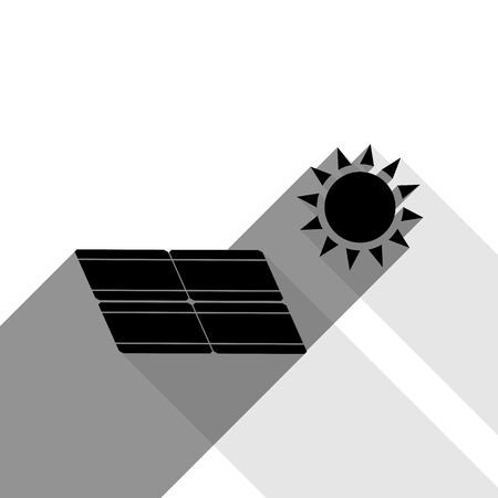 Solar energy panel. Eco trend concept sign. Vector. Black icon with two flat gray shadows on white background.のイラスト素材