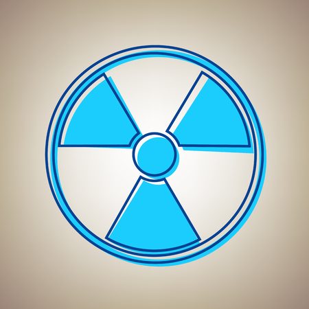 Radiation Round sign Vector illustration. Sky blue icon with defected blue contour on a beige background.のイラスト素材