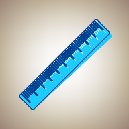 Centimeter ruler sign. Vector. Sky blue icon with defected blue contour on beige background.のイラスト素材