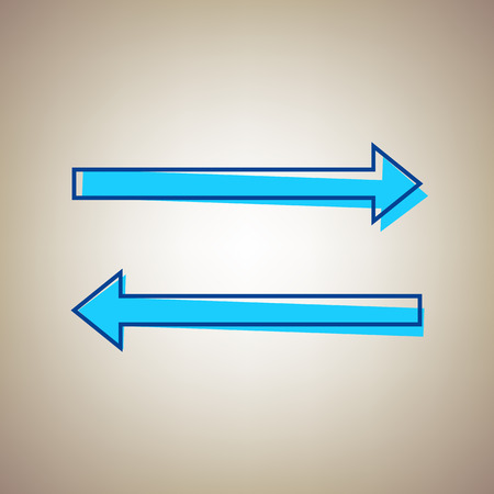 Arrow simple sign vector illustration. Sky blue icon with defected blue contour on a beige background.のイラスト素材