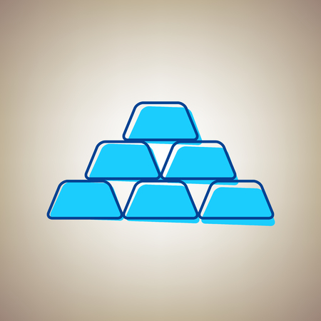Gold simple sign vector illustration. Sky blue icon with defected blue contour on a beige background.のイラスト素材
