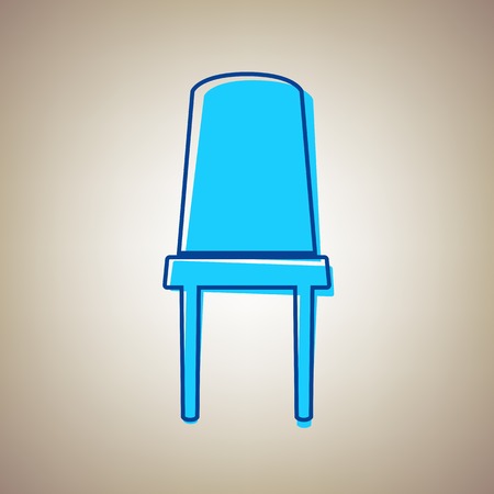 Office chair sign. Vector. Sky blue icon with defected blue contour on beige background.のイラスト素材