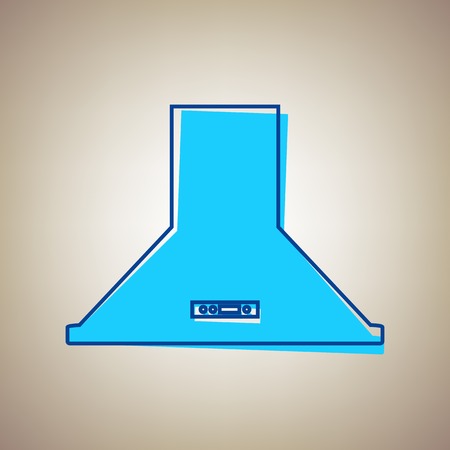 Exhaust hood. Kitchen ventilation sign. Vector. Sky blue icon with defected blue contour on beige background.のイラスト素材