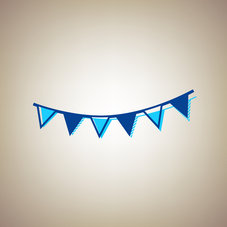 Holiday flags garlands sign vector illustration. Sky blue icon with defected blue contour on a beige background.のイラスト素材