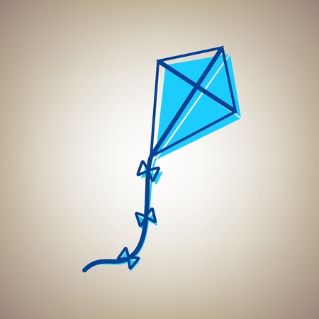 Kite sign vector illustration. Sky blue icon with defected blue contour on a beige background.のイラスト素材