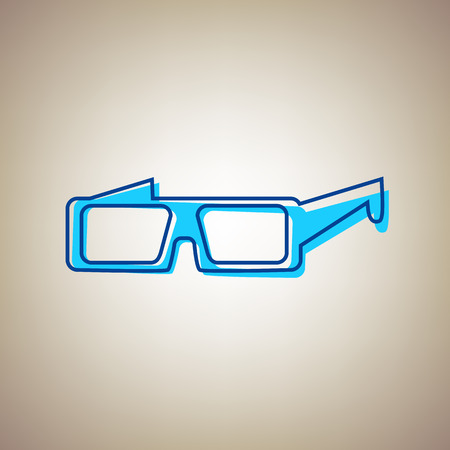 Modern glass sign. Vector. Sky blue icon with defected blue contour on beige background.のイラスト素材