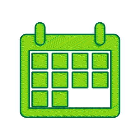 Calendar sign illustration. Vector. Lemon scribble icon on white background. Isolatedのイラスト素材