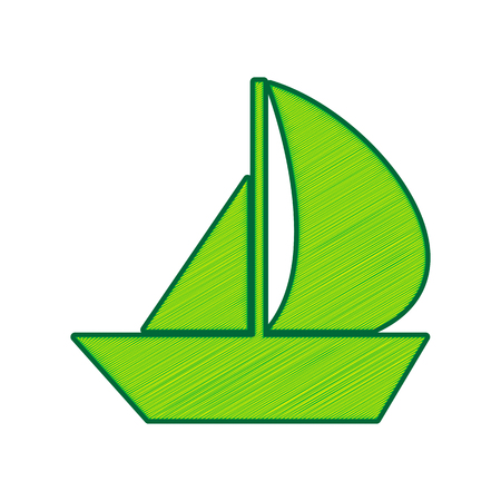 Sail Boat sign. Vector. Lemon scribble icon on white background. Isolatedのイラスト素材