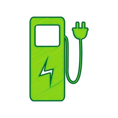 Electric car charging station sign. Vector. Lemon scribble icon on white background. Isolatedのイラスト素材