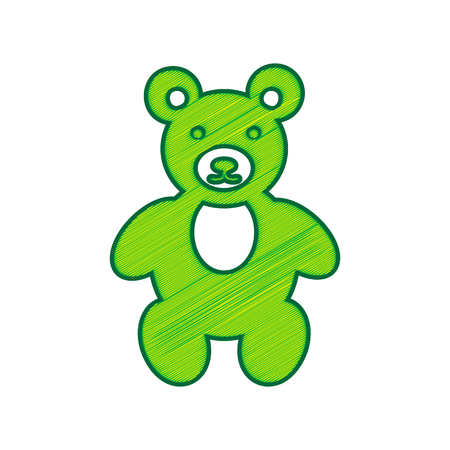 Teddy bear sign illustration. Vector. Lemon scribble icon on white background. Isolatedのイラスト素材