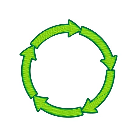 Circular arrows sign  in Lemon scribble icon on white background.