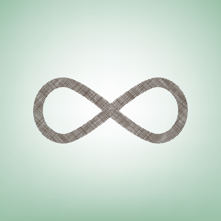 Limitless symbol illustration. Vector. Brown flax icon on green background with light spot at the center.のイラスト素材