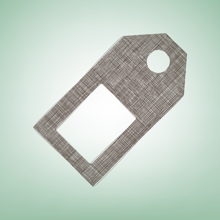Price tag sign. Vector. Brown flax icon on green background with light spot at the center.のイラスト素材
