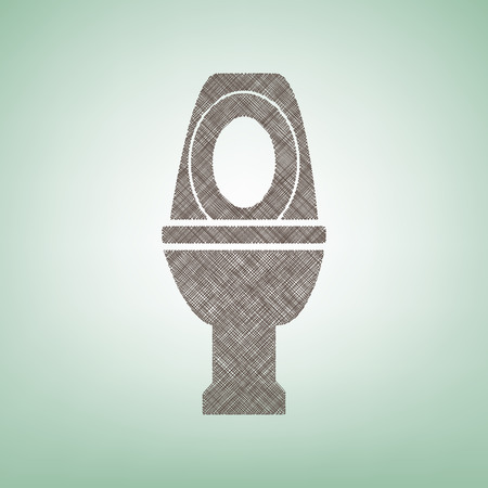 Toilet sign illustration. Vector. Brown flax icon on green background with light spot at the center.のイラスト素材