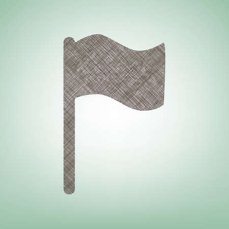 Flag sign illustration. Vector. Brown flax icon on green background with light spot at the center.のイラスト素材